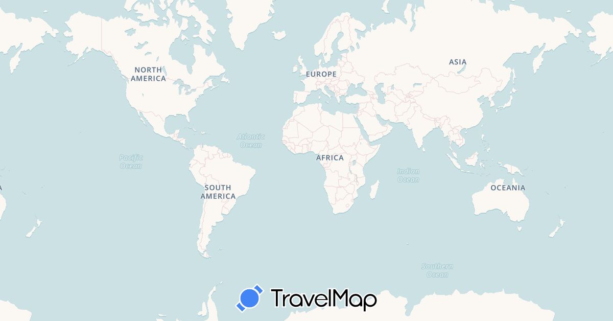 TravelMap itinerary: driving, bus, plane, train, hiking, boat in Burkina Faso, Brazil, Côte d'Ivoire, Costa Rica, France, India, Japan, Mexico, Nepal, Peru (Africa, Asia, Europe, North America, South America)